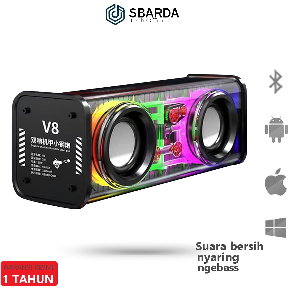 [TERBARU] MUSIC BOX MP3 BLUETOOTH V8 DUAL BASS 13W RGB LED