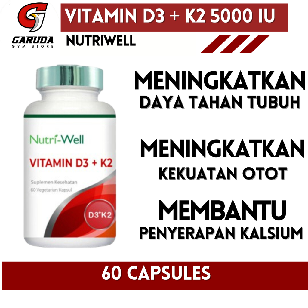 Nutriwell Vitamin D3 5000IU 5000 IU + K2 100mcg - 60 Kapsul