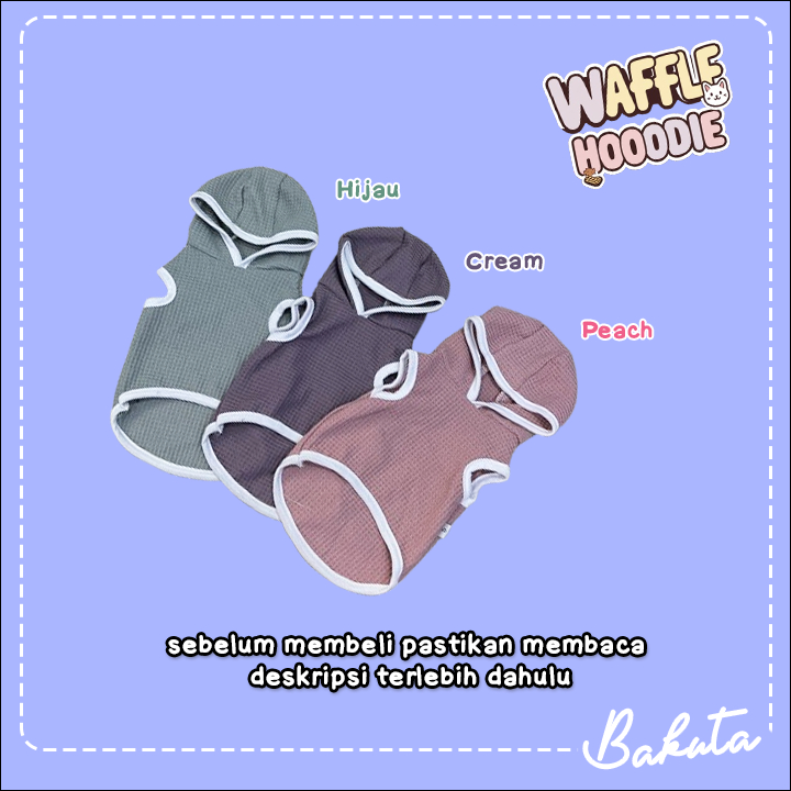 Pureblies_ Baju Kucing Tank Edisi Waffle Hoodie Untuk Kucing Dan Anjing Kecil / Baju Kucing Size