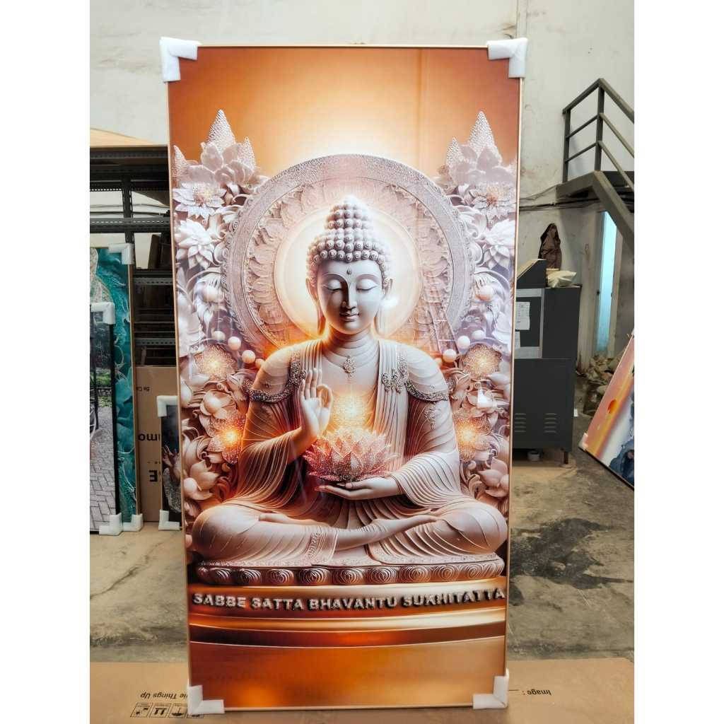 Lukisan Porcelain 5D Hiasan Dinding Detail Diamond - Model Buddha - Mewah & Elegan