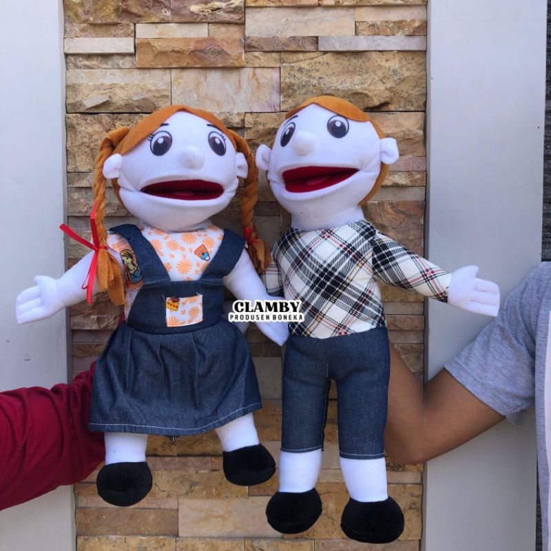 Muppet Karakter Bule / Hand Puppet Ventriloquist Mainan Anak Murah /  Boneka Dongeng Mulut Cablak /B