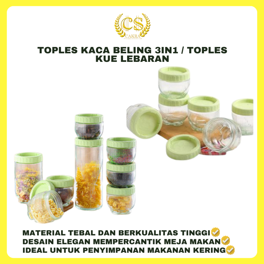 CS Toples Kaca Beling 3in1 / Toples kue Lebaran