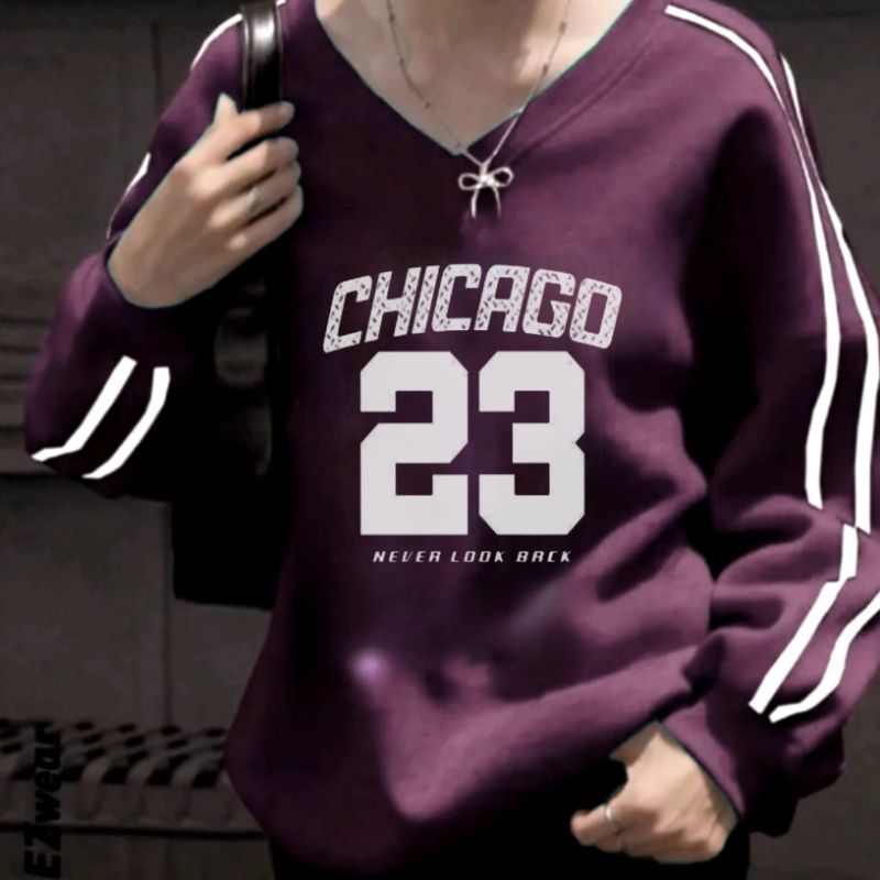 CHICAGO SWEATER V NECK OVERSIZE S-6XL JUMBO BIG SIZE