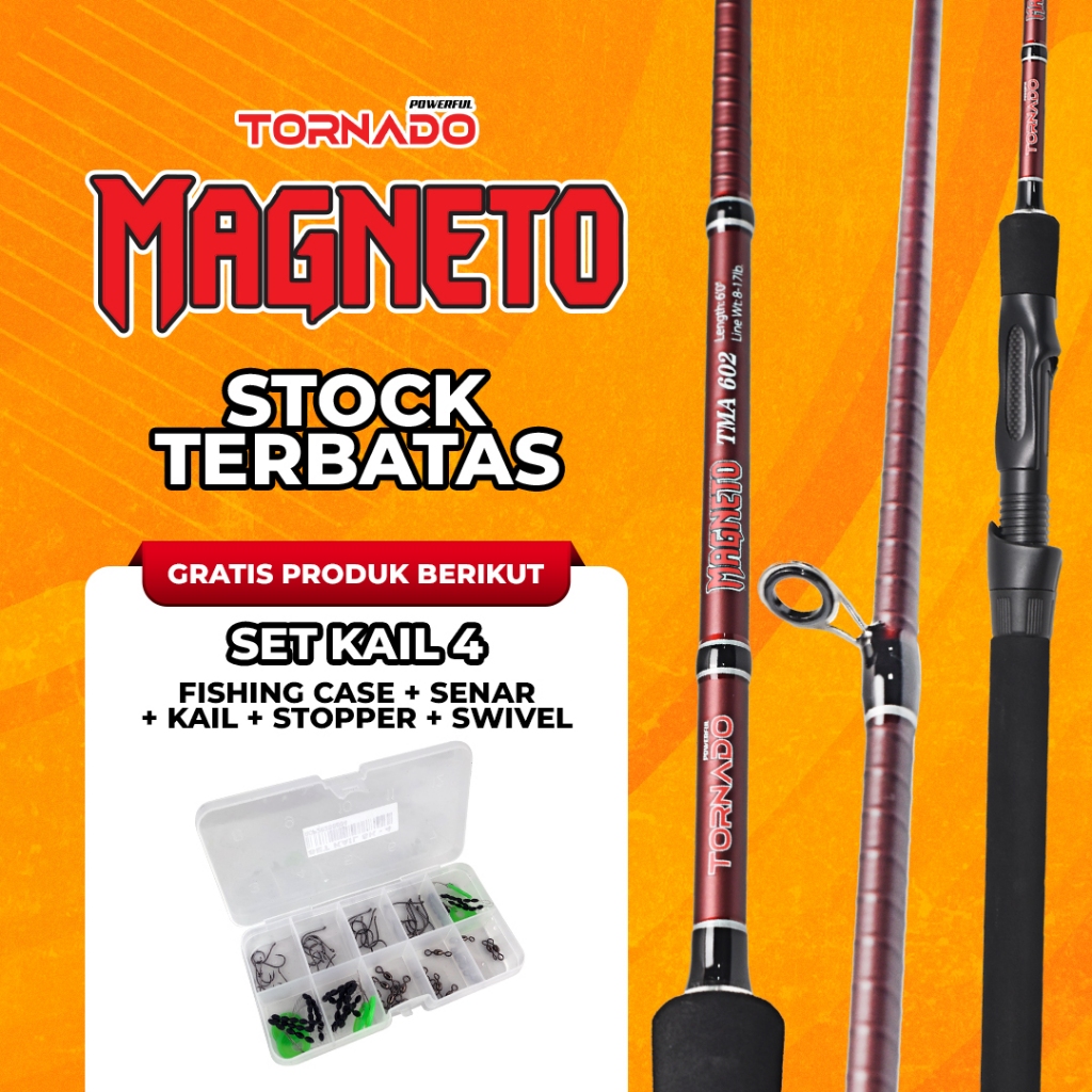 [GRATIS SET KAIL] TORNADO JORAN SPINNING MAGNETO 150CM - 180CM CARBON HOLLOW BLANK ULIR MANCING