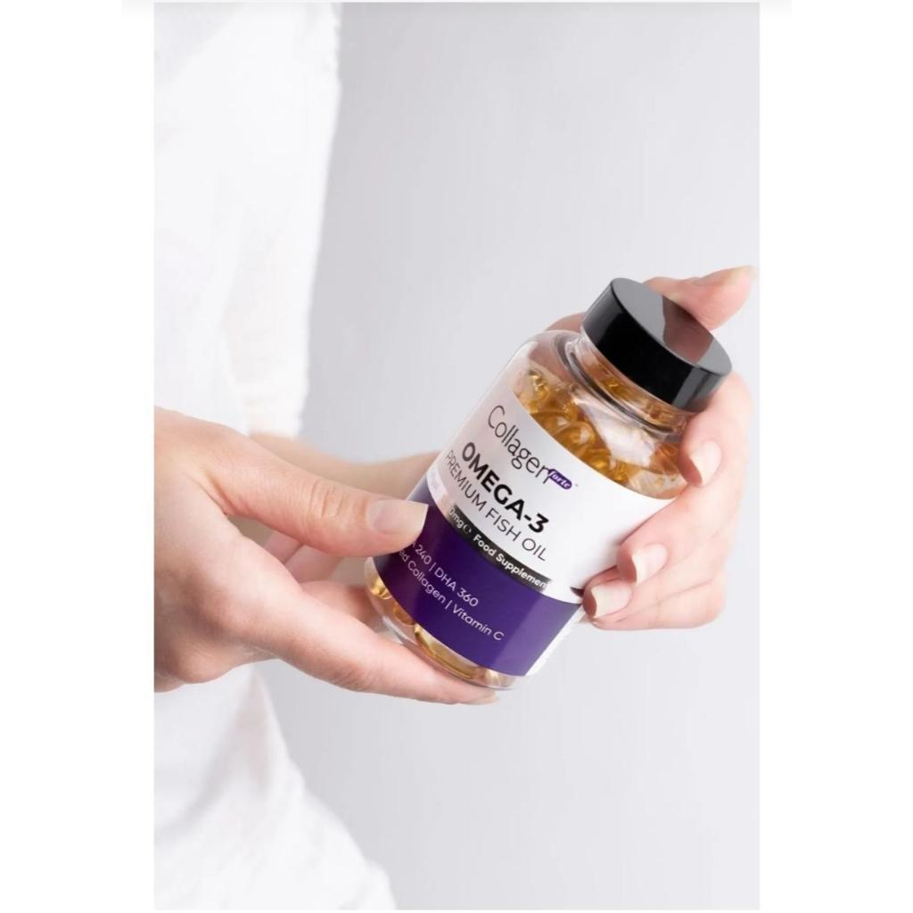 Collagen forte, omega 3 fish oil halal 1000mg dalam bentuk softgel, omega 3 dari turki