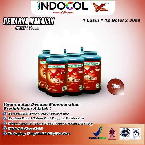 

PEWARNA CAIR COKLAT CAP PIPIT (1 LUSIN = 12 BOTOL x 30ml)