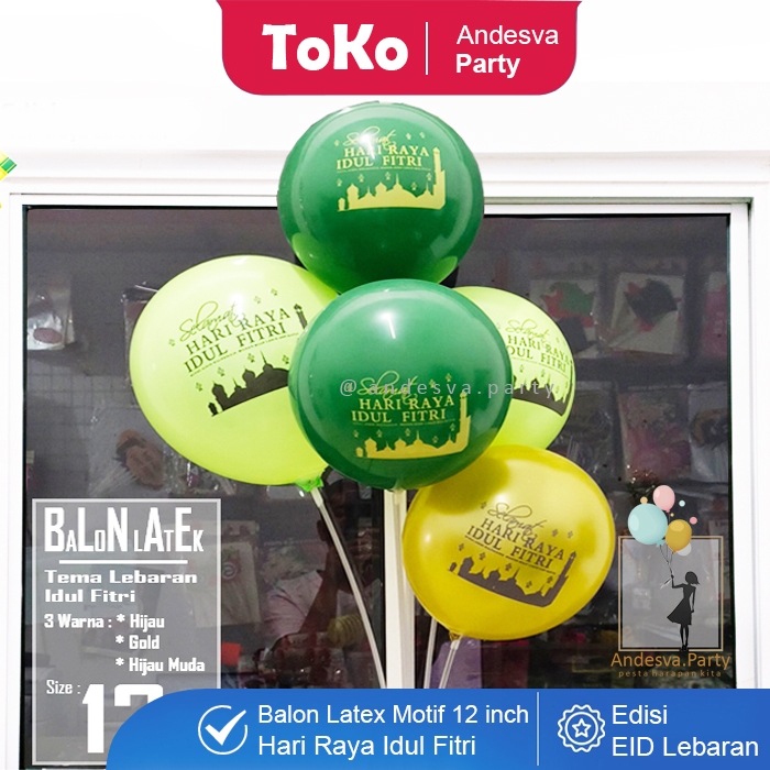 Balon Latex Selamat Hari Raya Idul Fitri / balon Lebaran / Balon Latex sablon hari raya idul fitri