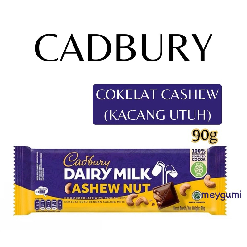 CADBURY Dairy Milk Cashew Nut 90g | Free packing Box kardus + bubble wrap | Ukuran Super BESAR |HALA