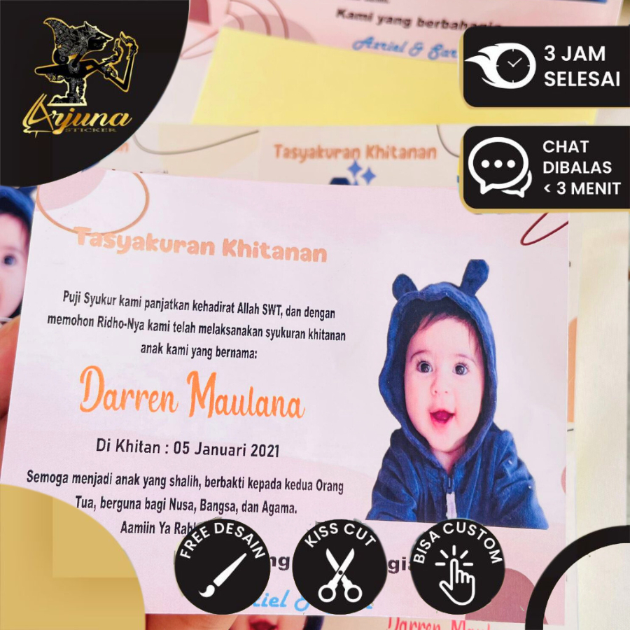 

Sticker Syukuran Walimatul Khitan Sunatan Label Persegi Chromo Tasyakuran Khitanan Free Desain