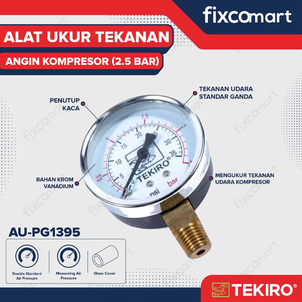Tekiro Pressure Gauge 2.5 Bar / Alat Ukur Tekanan