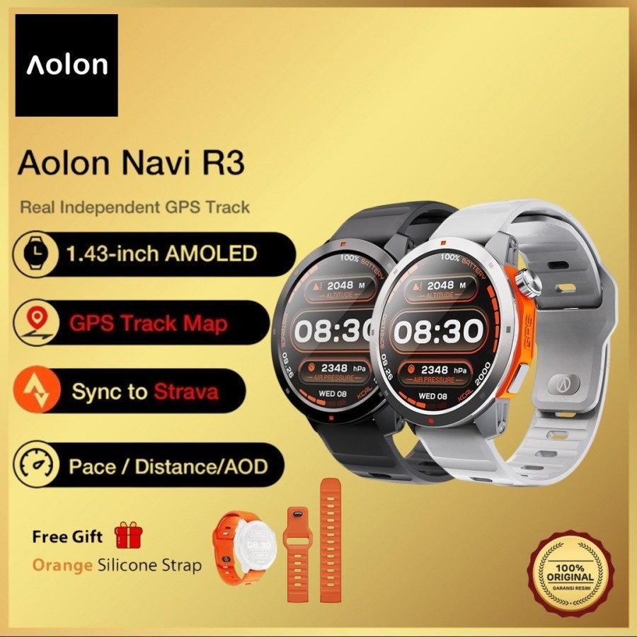Aolon Watch Navi R3 NaviR3 SmartWatch GPS Map Running Pace Amoled AOD Display