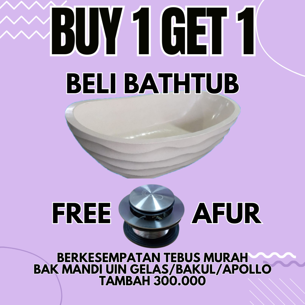 BATHTUB TERAZZO MINIMALIS STANDING BATHTUB TIPE GELOMBANG UKURAN 120 CM