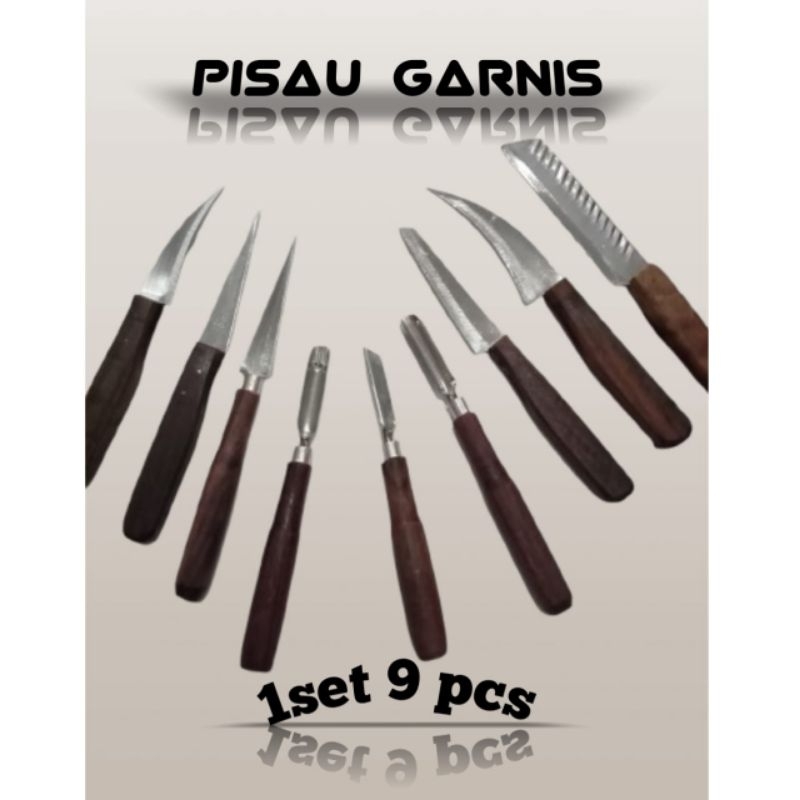 pisau garnish/pisau ulir buah 1set 9  pcs