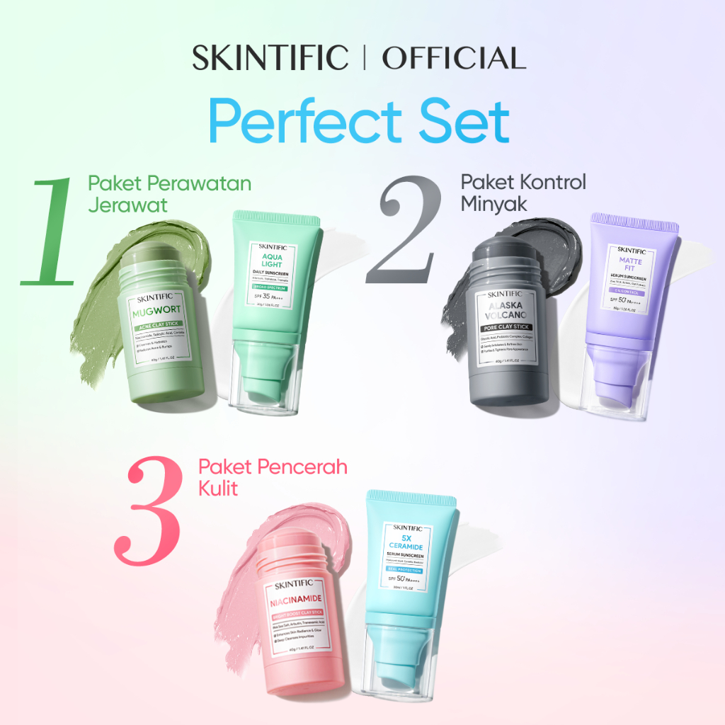 SKINTIFIC - 2pcs Paket Acne treatment & Oil control & Brightening Skincare Set｜Niacinamide Bright Bo