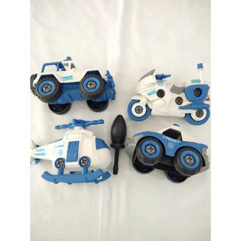 mainan mobil dan motor set polisi diy