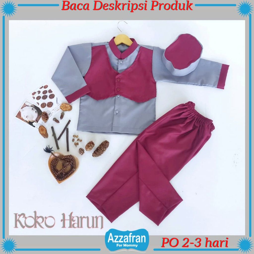 Gamis Bilqis & Koko Harun | Baju Katun Couple Anak Perempuan Seragam Sekolah Paud TK Muslim Diniah