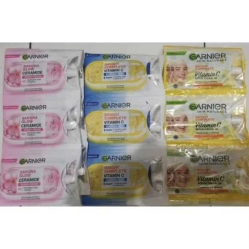 (1 renteng isi 12 ) Garnier Serum Cream UV SachetKrim Wajah Garnier 7ml rencengan
