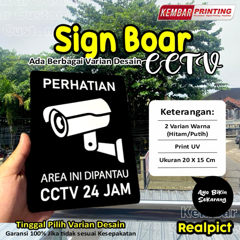 

Sign Board CCTV Papan Akrilik CCTV Print UV 21 x 15 CM