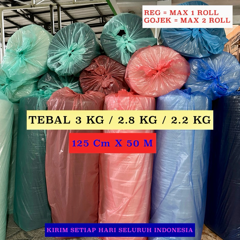 

BUBBLE WRAP ROLL 125Cm X 50m Tebal 3 Kg / 2,8 Kg / 2,2 Kg Premium Ekonomis Murah Hitam Bening Transparan Gratis Ongkir