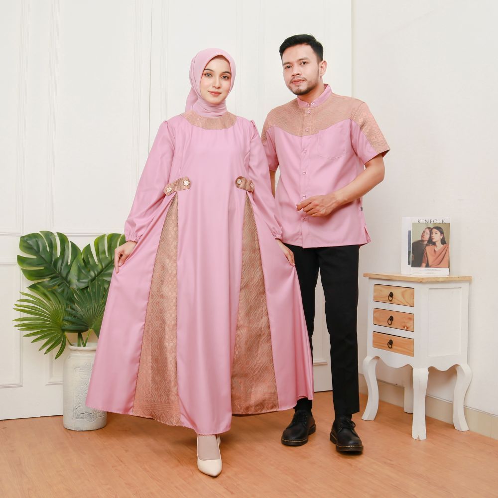 Baju Muslim Couple Rosaline Songket – Baju Muslim Pasangan Kekinian (Sarimbit Modern) – Lebaran