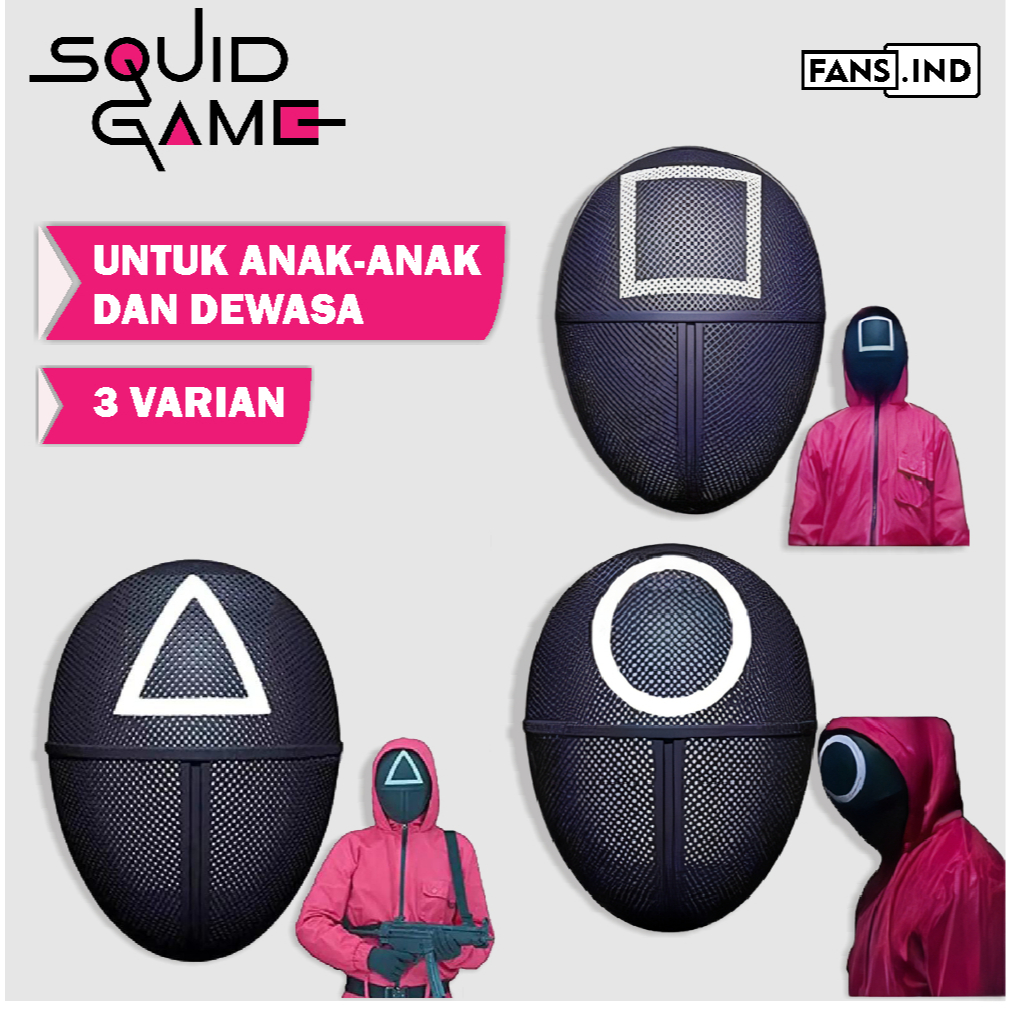 MAINAN ANAK TOPENG SQUID GAME/SQUID GAME MASK Topeng Squid Game Kostum Mask Halloween