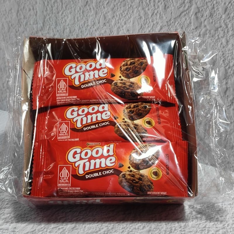 

Good time eceran 1000 1 box isi 12 sachet Biskuit Snack Camilan Cokelat Enak