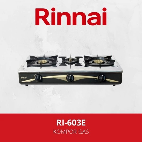 [COD] Rinnai Kompor Gas 3 Tungku Stainless Steel - RI-603-E - Kompor Gas - 3 Tungku - Rinnai