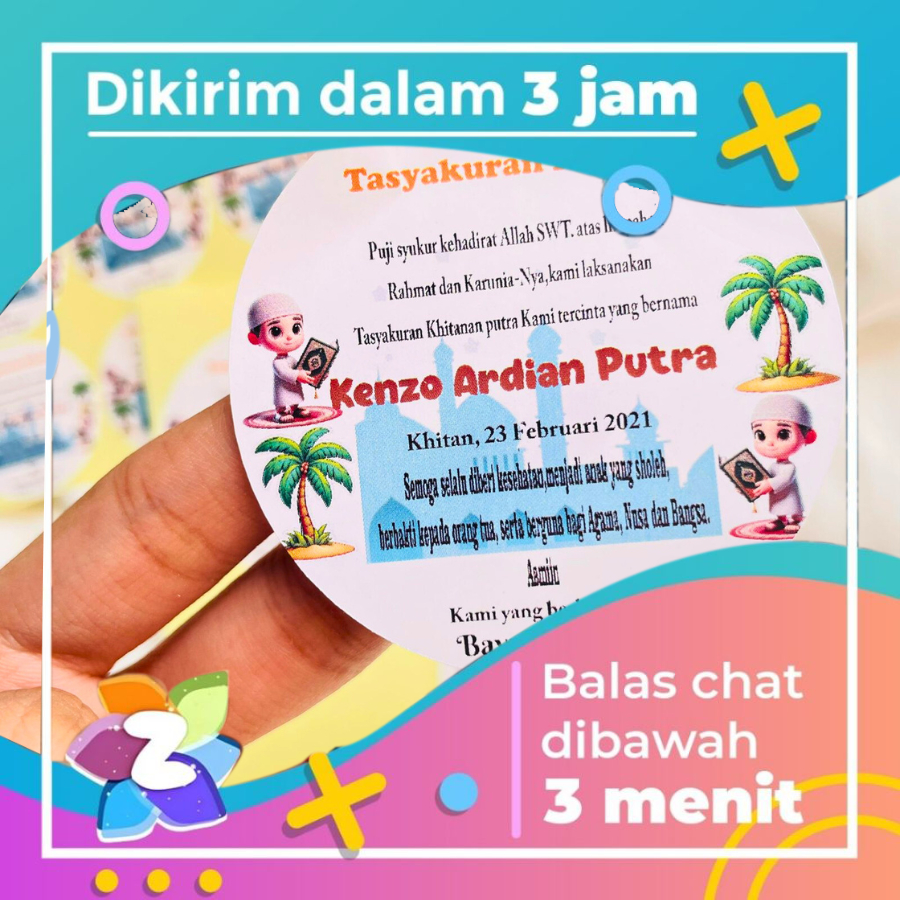 

2-6 Stiker Tasyakuran Walimatul Khitan anak Ukuran Besar Murah Tempel Box Nasi Tinggal Tempel CHROMO