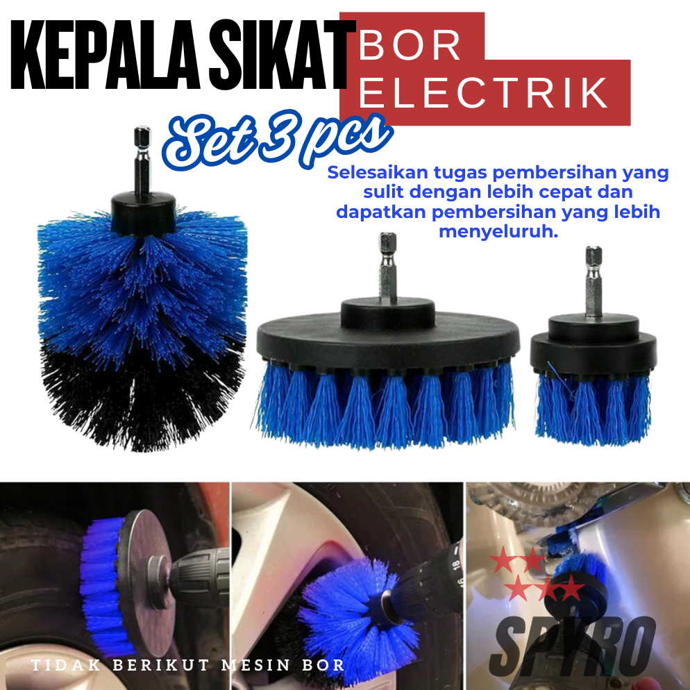 Kepala Sikat Bor Elektrik Power Cleaning Head 3 PCS
