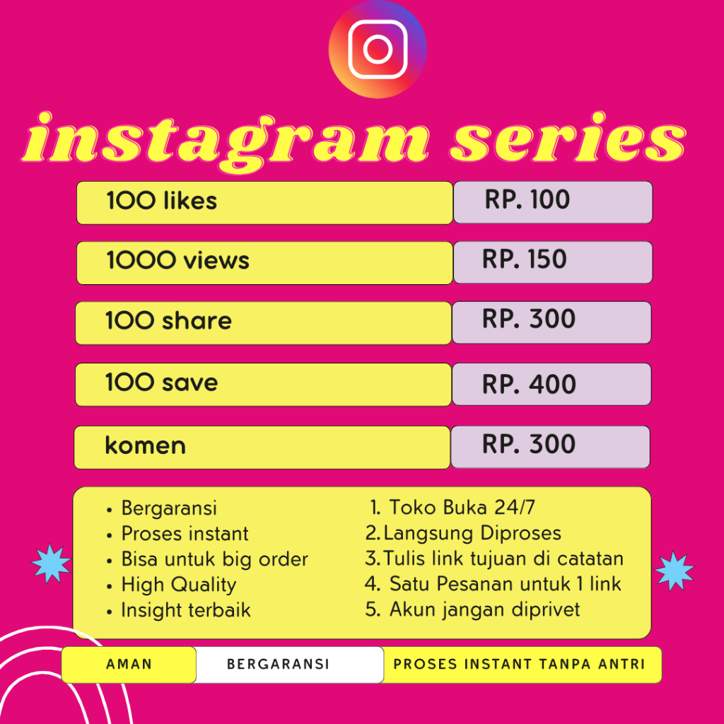 Instagram Series | Views instagram Like instagram Komen Ig Save Share ig Murah Bergaransi