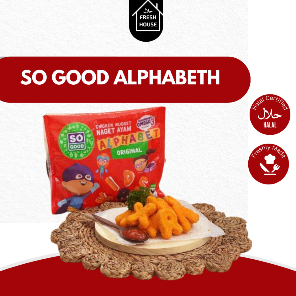 

NUGGET AYAM ALPHABETH/SO GOOD ALPHABETH 400GR