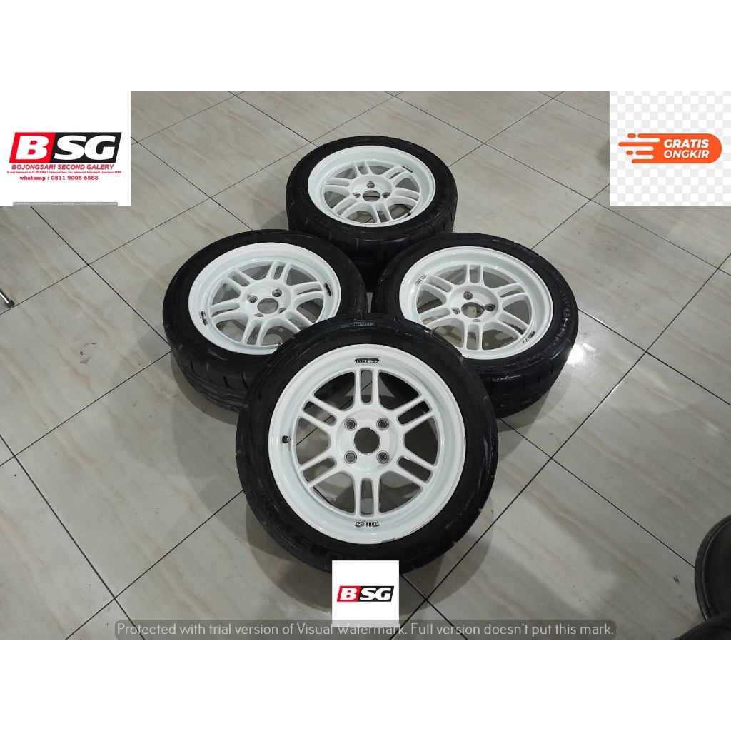 VELG MOBIL BEKAS TYPE ENKEI RPF RING15X7 4X100 ET35 +BAN 195 50 15 SEMISLIK
