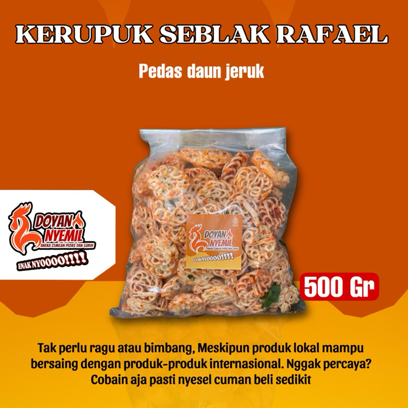 

Doyan nyemil - 500Gr Kerupuk seblak rafael daun jeruk, pedas kering asin gurih dan lezat