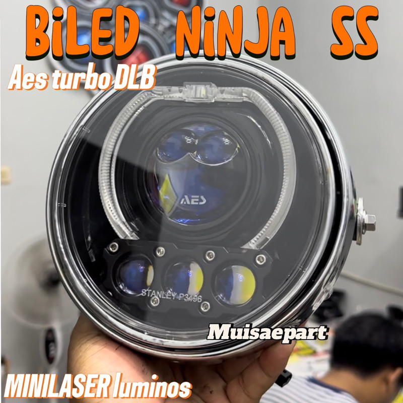 LAMPU DEPAN NINJA SS BILED AES DLB MINILASER LUMINOS 3 MATA