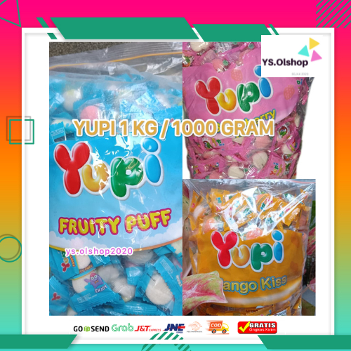 

Aneka Yupi Reseller 1000 Gram rasa Kiss Strawberry Stoberi, Mango Kiss & Fruity Puff Expired 2026