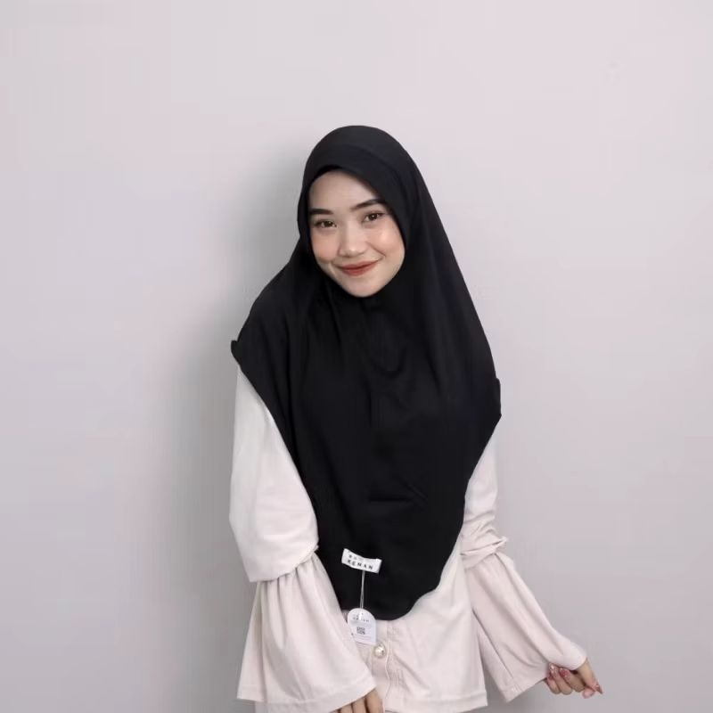 Hijab Instan Bergo Kenan Hitam Ukuran L