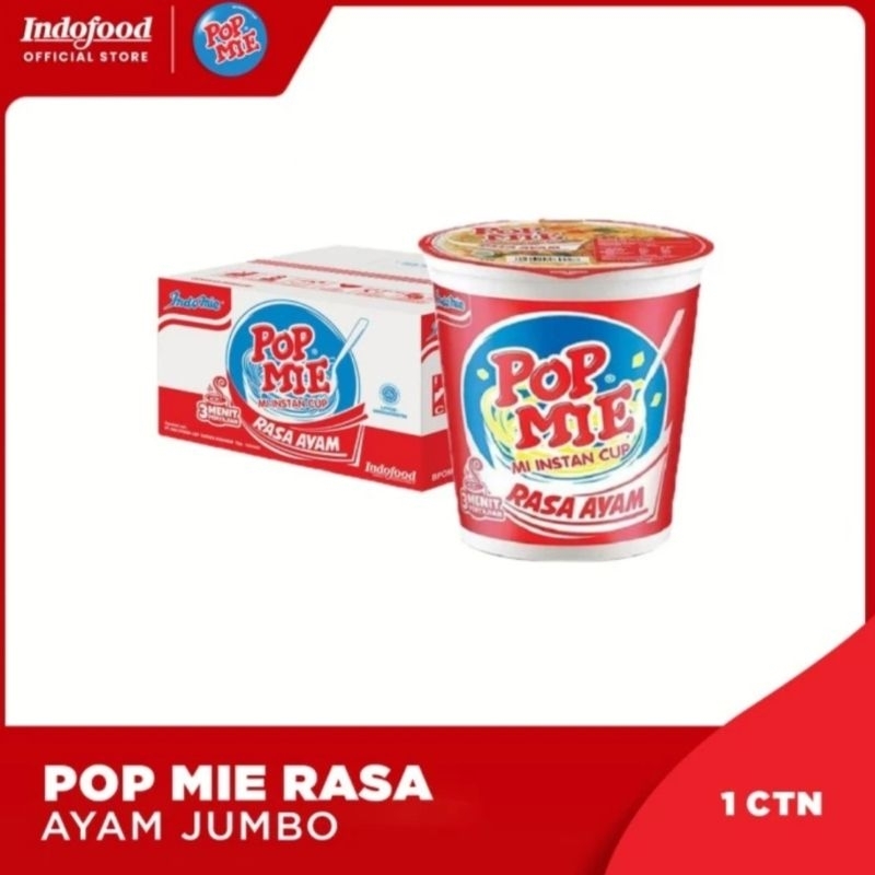 

[ 1 Ctn isi 24 Pcs ] Pop Mie Rasa Ayam Jumbo Cup 75 gr