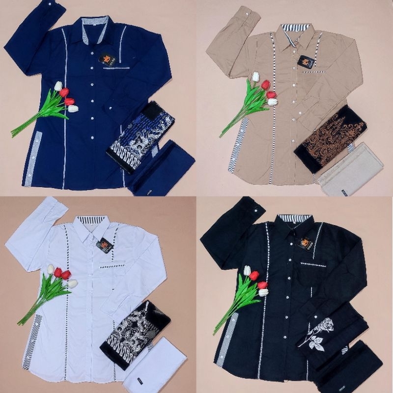 Set Atasan Tunik Santri | Set Tunik Santriwati | Set Tunik Santri Putri Motif Terbaru | Set Baju San