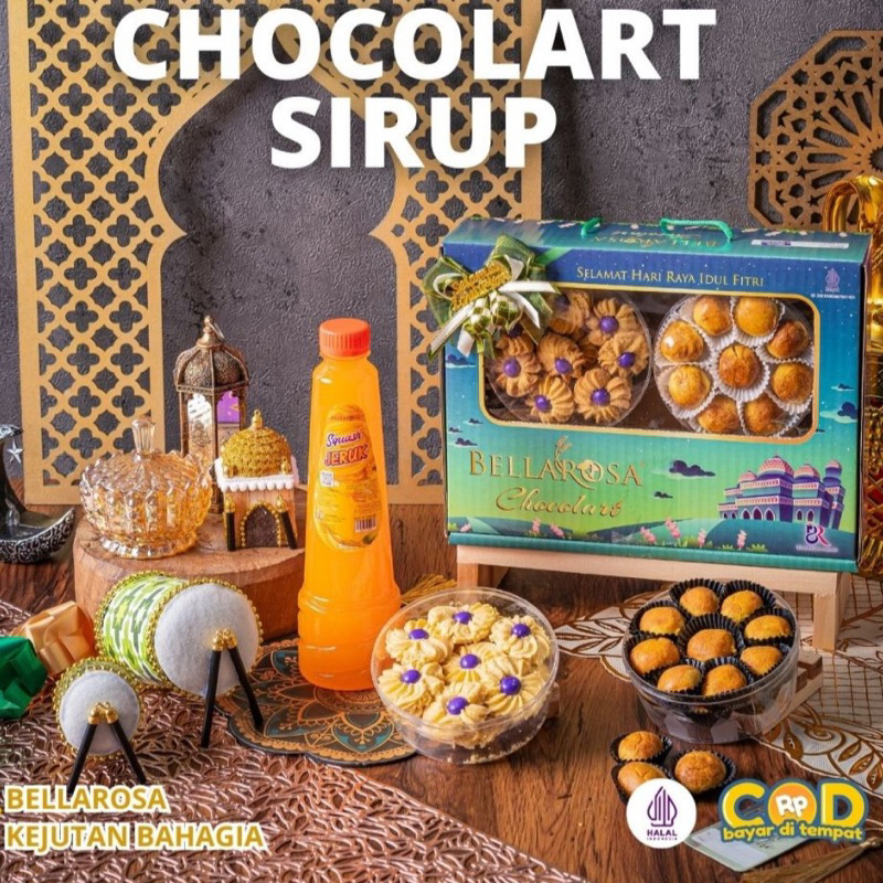 

(ISI 3) PAKET KUE DAN SIRUP BELLAROSA CHOCLART / HAMPERS LEBARAN KUE DAN SIRUP BELLAROSA