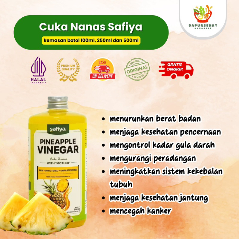 

Cuka Nanas With Mother Safiya 500 ml Detox Diet Alami Pineapple Cider Vinegar Original