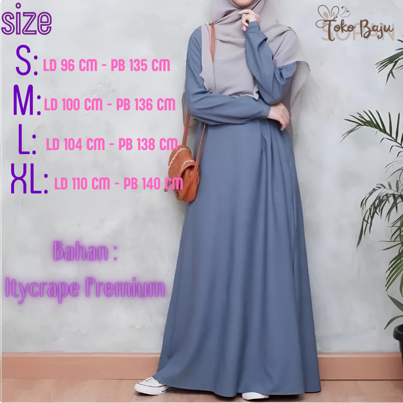 TokoBajuSopan Baju Muslim Wanita Dress Polos Gamis Dewasa Remaja Bahan Premium Model Simpel 2025