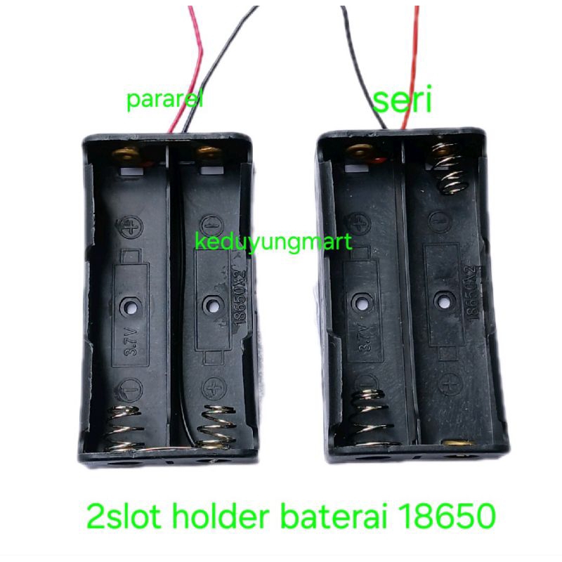 2 Slot holder baterai 18650 seri / paralel