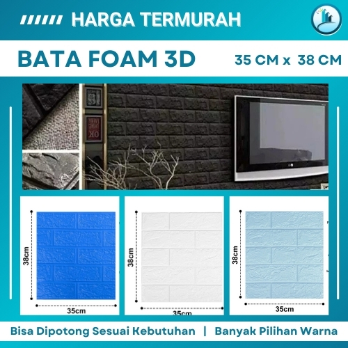 Stiker Wallpaper Foam Busa Tebal Perekat Dinding Kamar Tidur Bata Foam Premium Ukuran 35X38