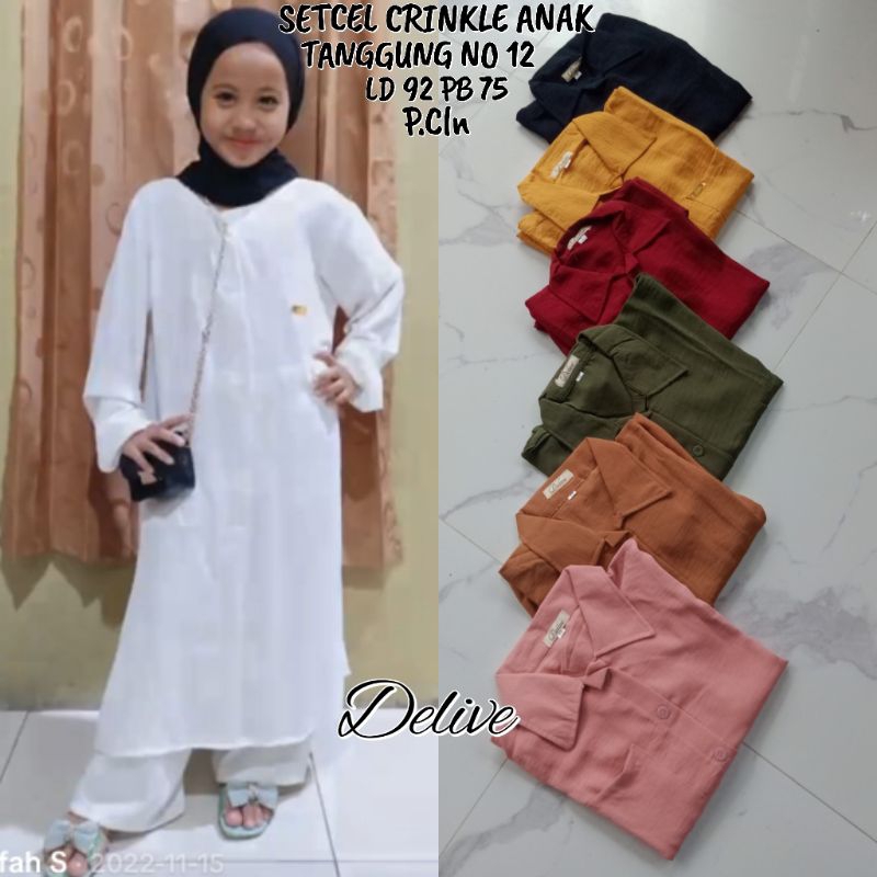 setelan anak//Setelan tunik anak//set Luna anak//set crinkle anak tanggung