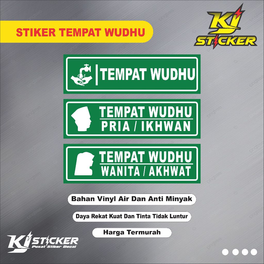 

Promo Stiker Tempat Wudhu Pria / Stiker Tempat Wudhu Wanita / Stiker Tempat Wudhu / Baham Vinyl Glossy ( Anti Air )