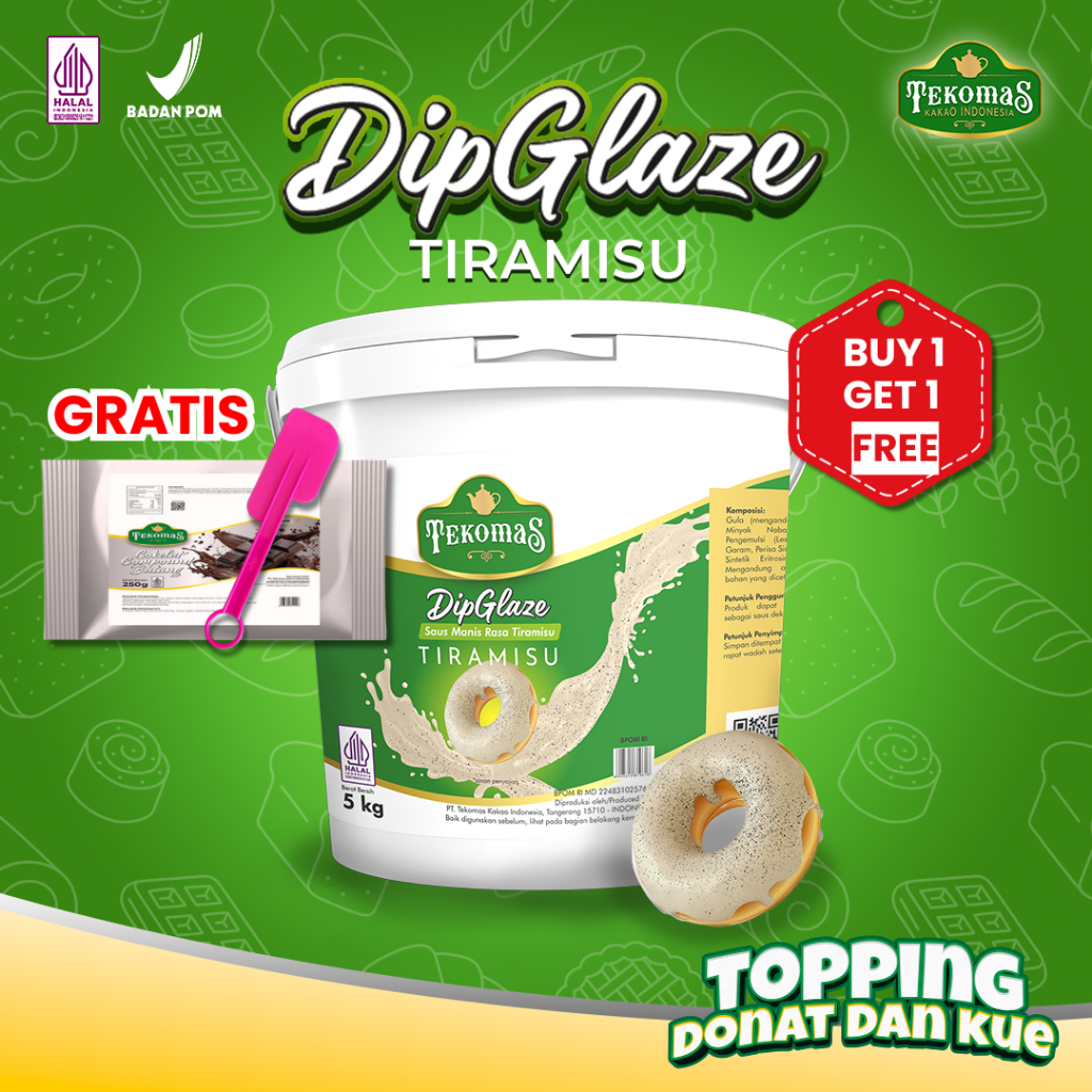 

TEKOMAS - Dip Glaze Rasa Tiramisu 5 Kg (FREE COKLAT) Topping Donut Lumer Bahan Kue Donat