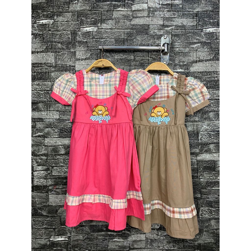 Nikita - 1905 Dress Anak 3 - 10 Tahun Dress Motif Kotak Tali Serut Pundak