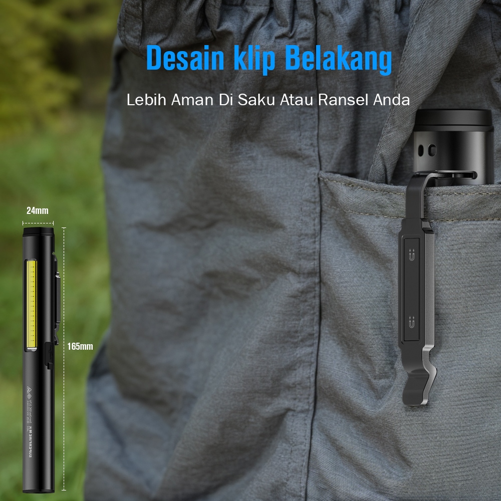 Senter Laser SUPERFIRE J01 4 IN 1 UV LED COB Pointer Merah USB Rechargeable Jangkauan Jauh Daya