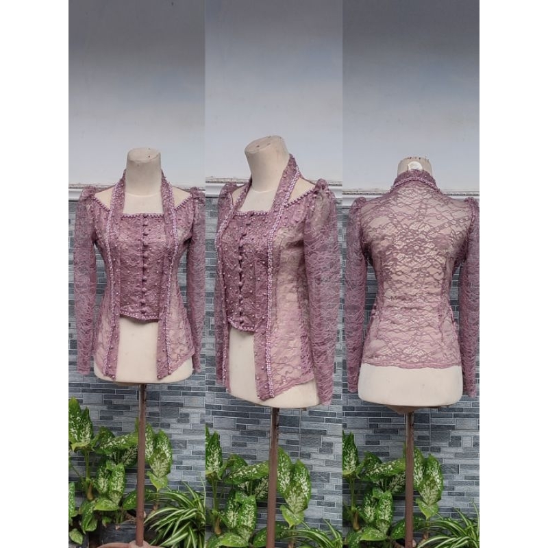 KEBAYA KUTU BARU BROKAT MUTIARA PUTIH