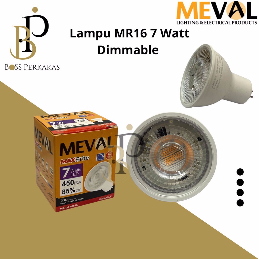 Lampu MR16 Dimmable 7 Watt Warmwhite Meval // Meval MR16 7Watt Dimmable Warmwhite